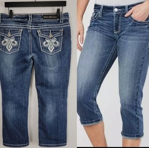 Miss Chic USA Low Rise Cropped Embellished Jeans Size 9